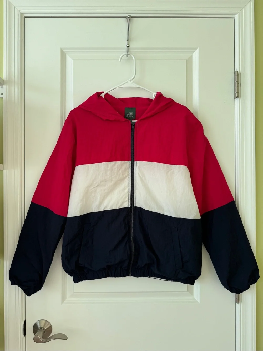 Wild Fable Retro/90s Lightweight Colorblock Windbreaker (in pink/white/navy)